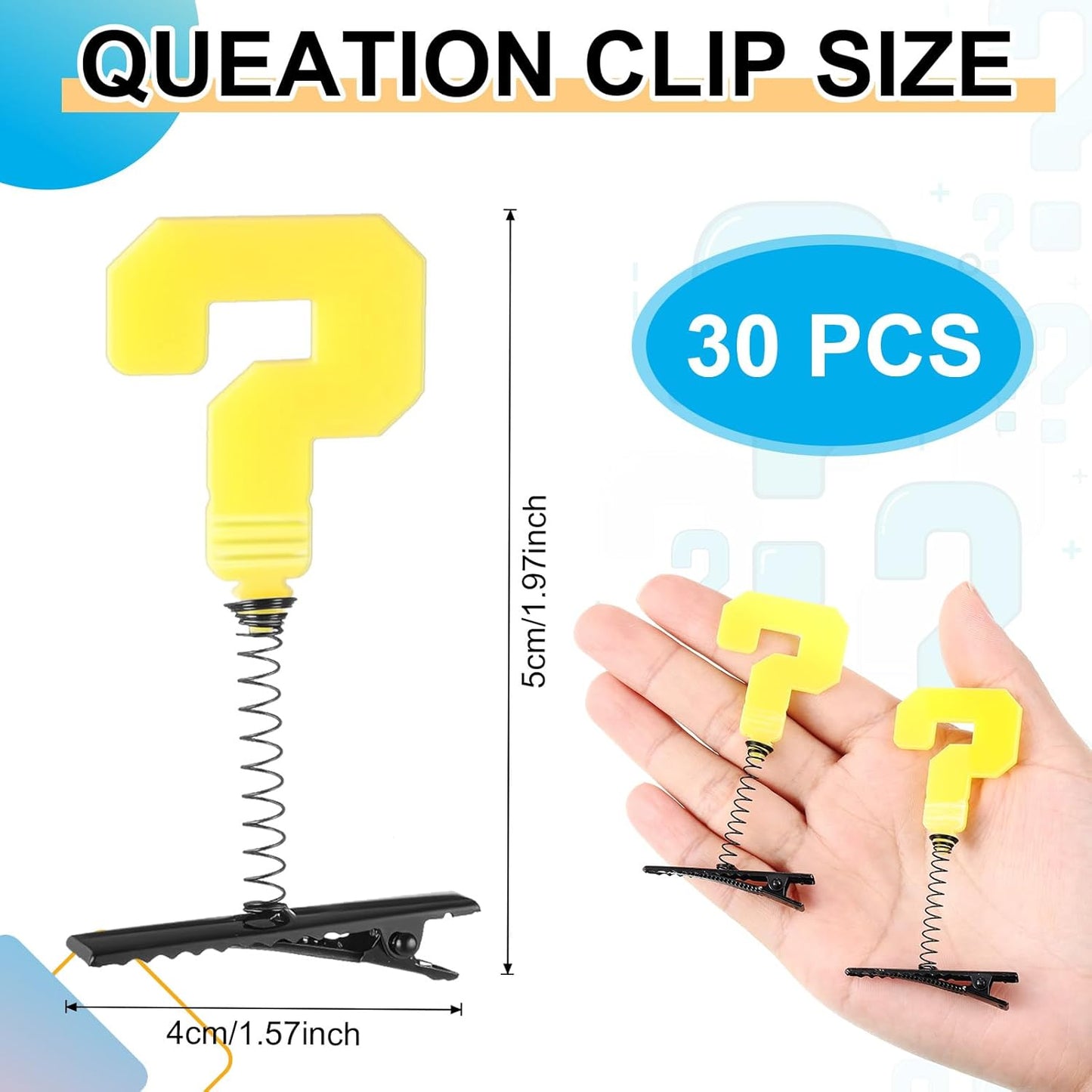 30 Pcs Mini Glow Hair Clips Girls Rave Hair Clips for Women Christmas Music Festival Holiday Party Supplies (Question Mark)