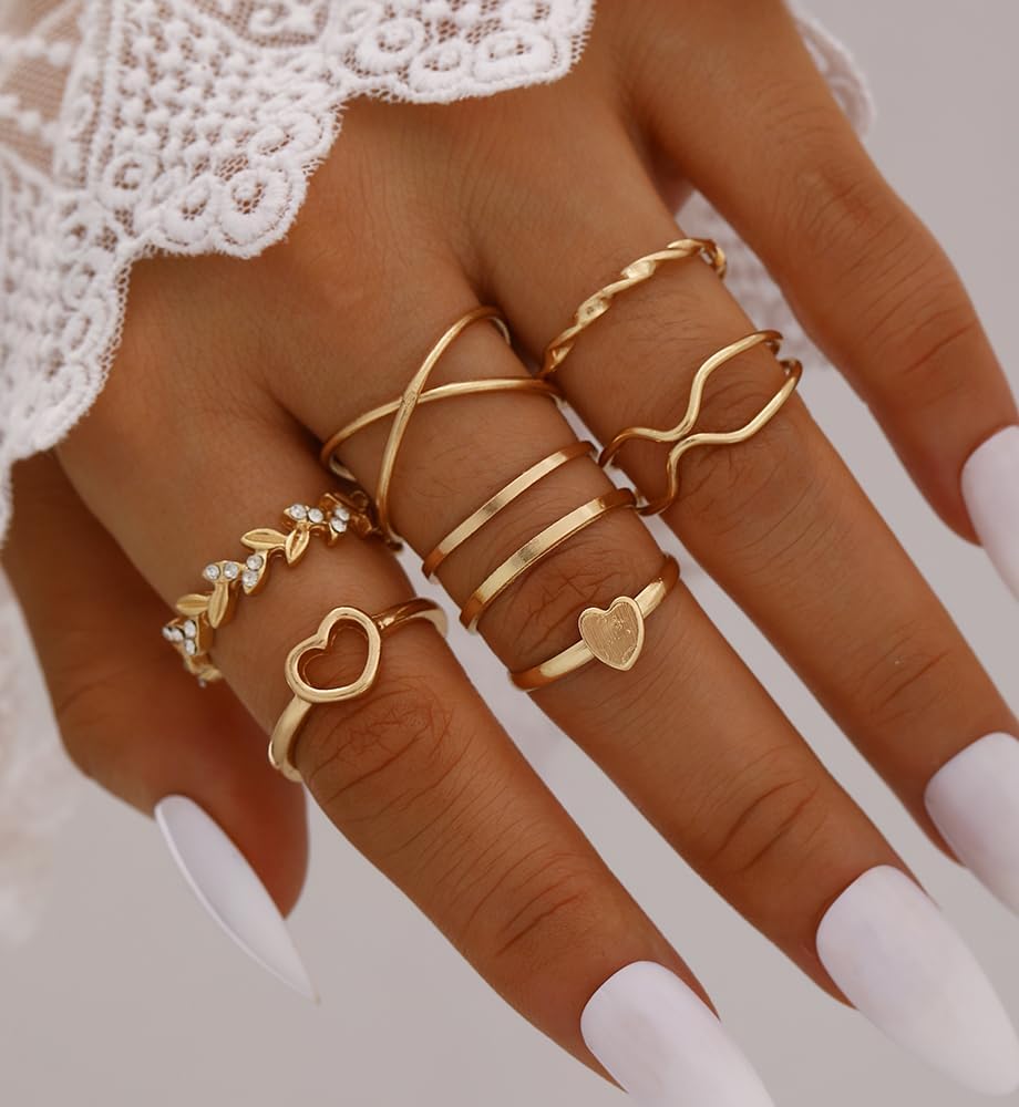 iF YOU 25 Pcs Gold Knuckle Ring Set for Women, Chunky Stackable Finger Midi Rings, Silver Simple Stacking Cute Rings Pack Trendy Stuff Jewelry Gift