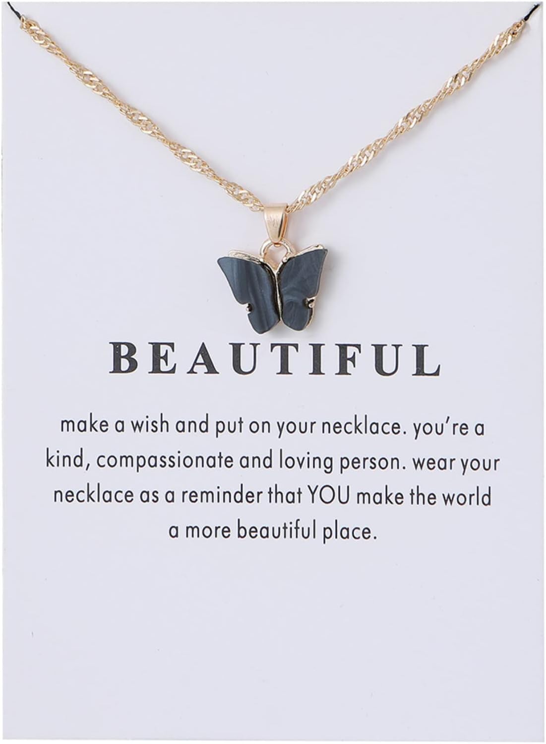 Rrdaily 9 Pcs Dainty Colorful Butterfly Pendant Necklace Set for Women,Bohemian Acrylic Butterfly Chain Necklace Cute Jewelry Gift