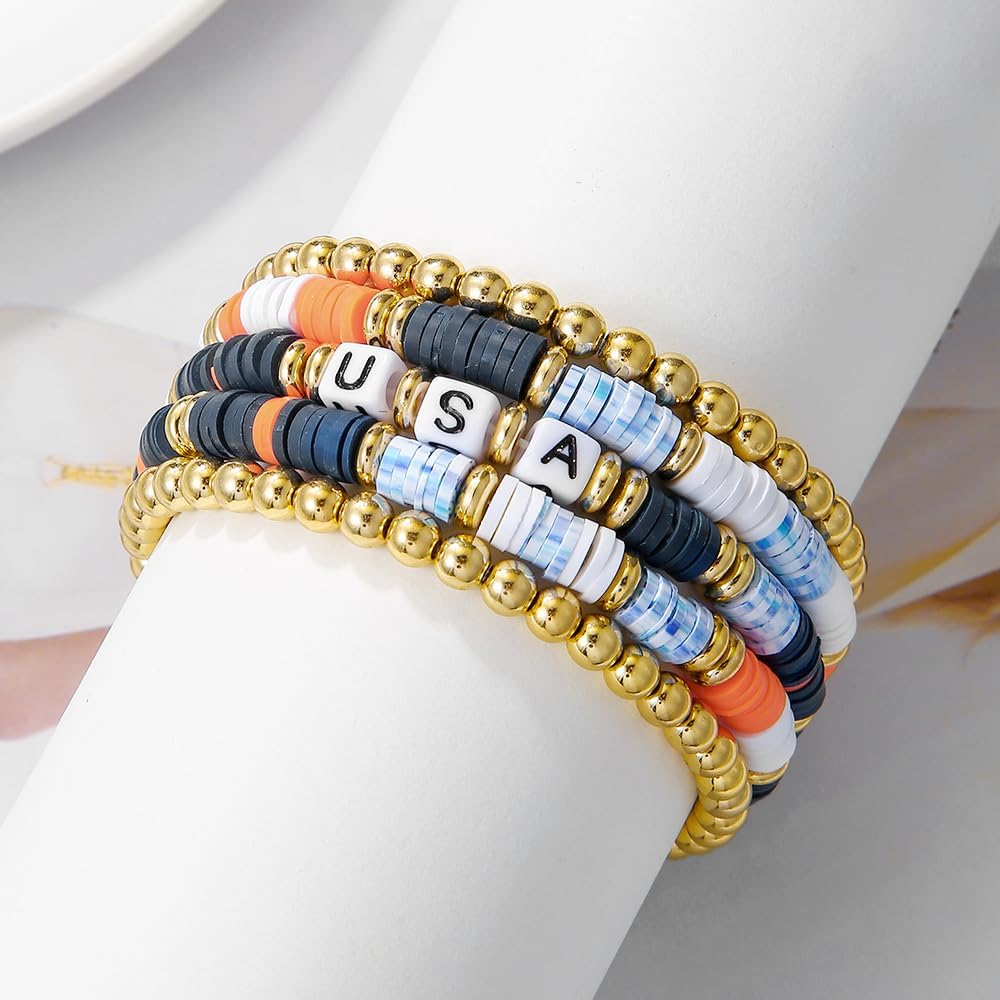 Friendship Bracelets for Women - Heishi Surfer Colorful Smile Evil Eye Clay Beaded Stretch Bracelets Elastic Layering - Stackable Boho Disc Y2K Aesthetic Summer Jewelry Set.