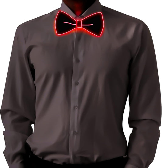 Ainiv Light Up Neckties Bowties Suspenders LED Party Supplies Glow in the Dark Adjustable for Women and Men Parties