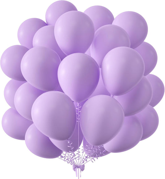 KALOR 12 Inch Pastel Purple Balloons, 50 Pcs Latex Helium Macaron Balloons for Kid's Birthday Party, Baby Shower, Wedding, Graduate Party Decorations