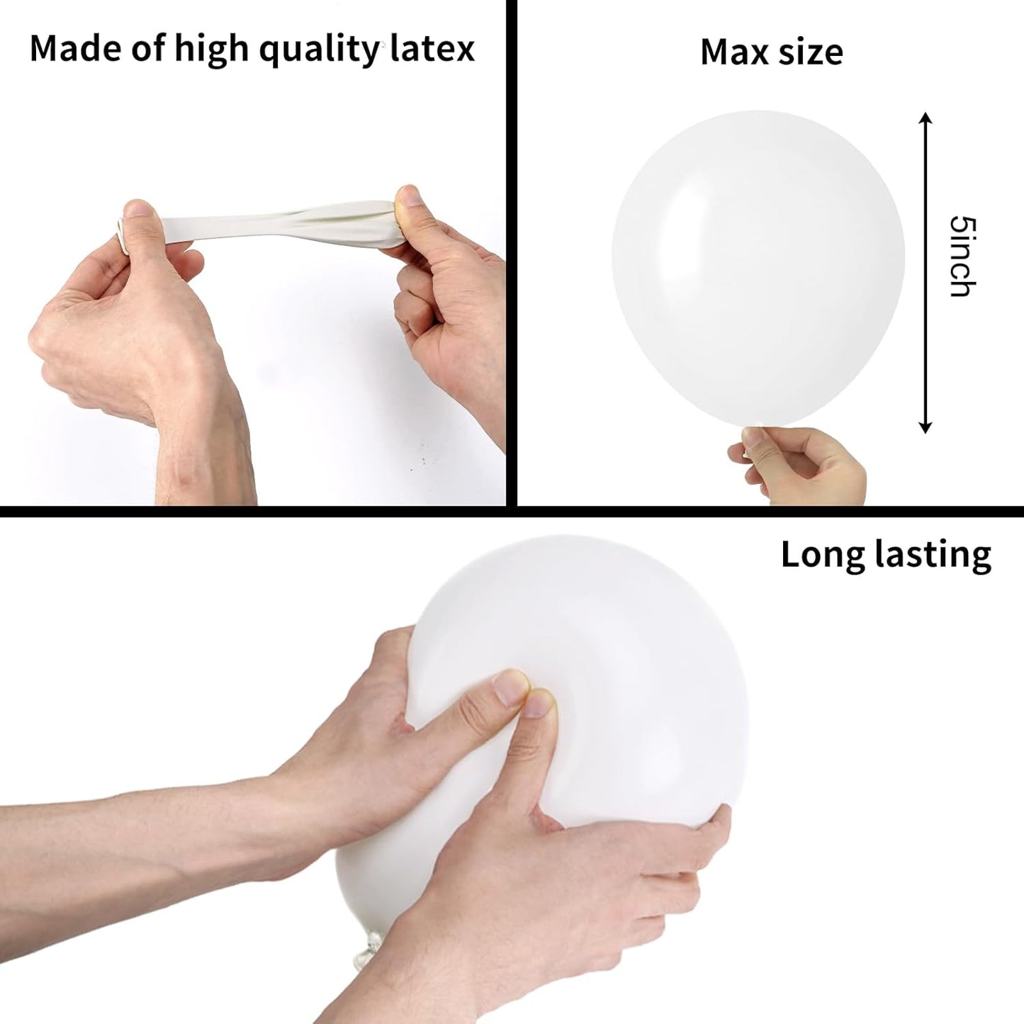 RUBFAC 5 Inch 120pcs White Latex Party Balloons, Thicker White Balloons for Birthday Wedding Baby Shower Graduation Anniversary Party Decorations