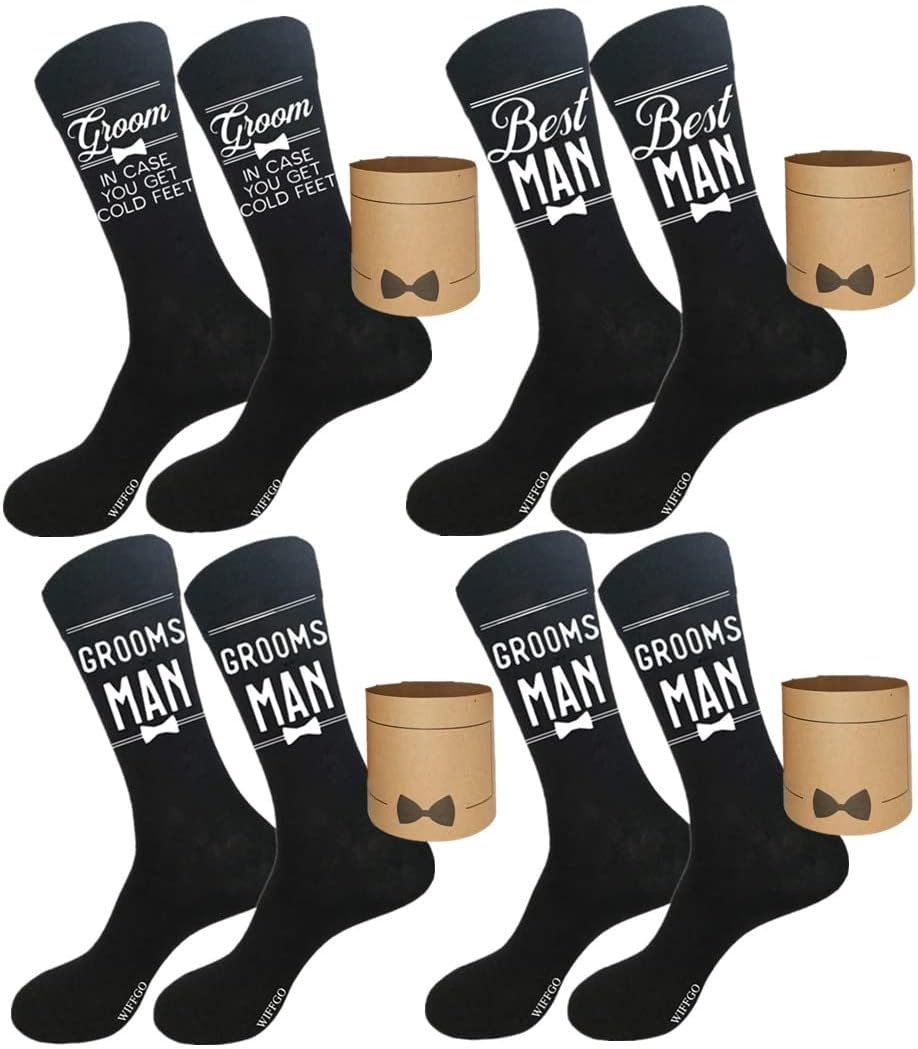 Groomsman Gifts For Men Wedding Gifts Novelty Socks Funny Proposal Gifts Groom Bestman 100% Cotton Crew Socks