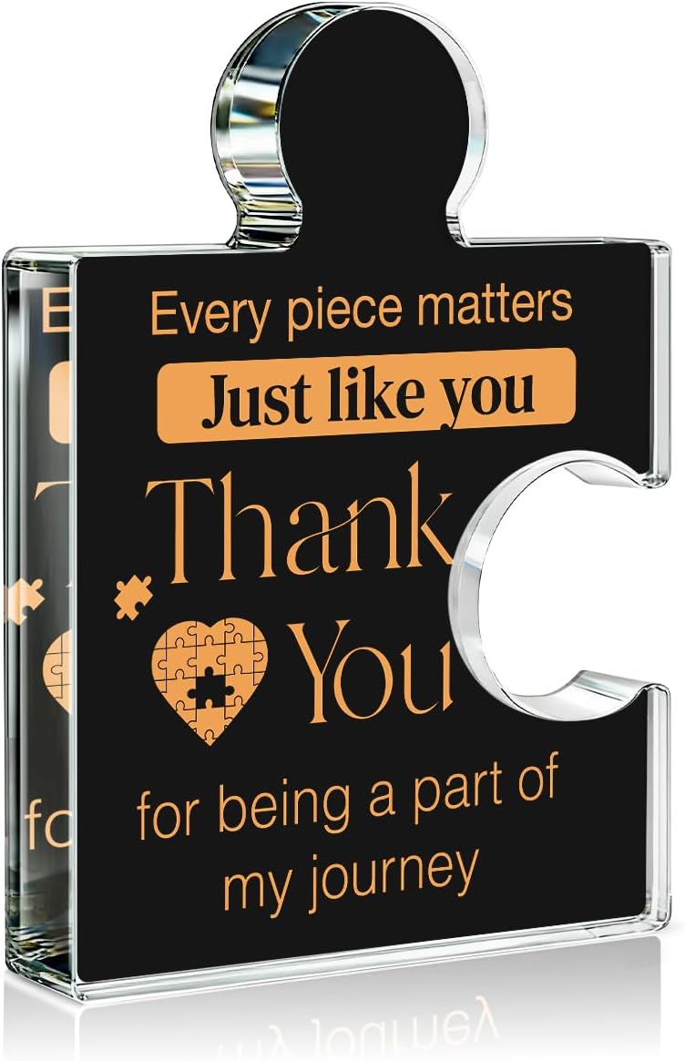 Thank You Gifts for Coworkers Appreciation Gift Retirement Gifts for Colleagues Employees Boss, Every Piece Matters Just Like You Acrylic Puzzle Piece Plaque Office Decor, Black