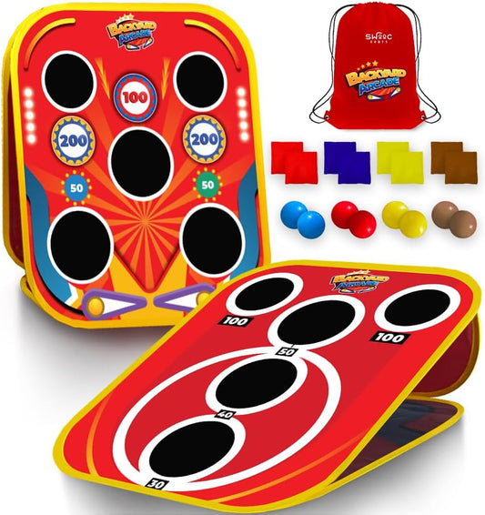 Swooc Games® - Backyard Arcade™ | 2-in-1 Bean Bag Toss Game for Kids w/Carry Bag | 5-Second Setup & Storage | Outside Toys for Toddlers | Carnival Games for Kids | Outdoor Toddler Activities