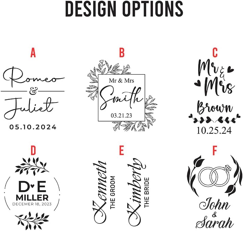 Personalized Champagne Flutes - Set of 2 - Custom Wedding Glasses - Bride & Groom Wedding Gifts for Mr & Mrs - Engagement, Bridal Shower, Anniversary, Gift for Couple - Valentines Day Gift - 6 Designs