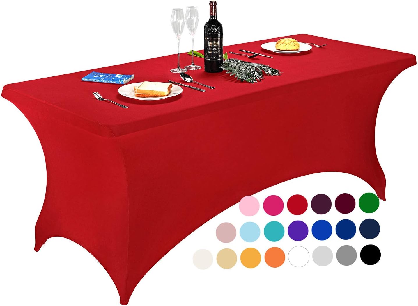 LZY Spandex Fitted Stretch Table Cover for 6 ft or 4ft or 8ft Folding Table, Rectangular Cocktail Tablecloth, Perfect for Party or Banquet