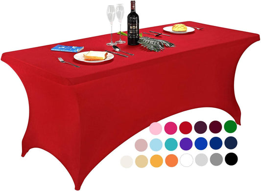 LZY Spandex Fitted Stretch Table Cover for 6 ft or 4ft or 8ft Folding Table, Rectangular Cocktail Tablecloth, Perfect for Party or Banquet