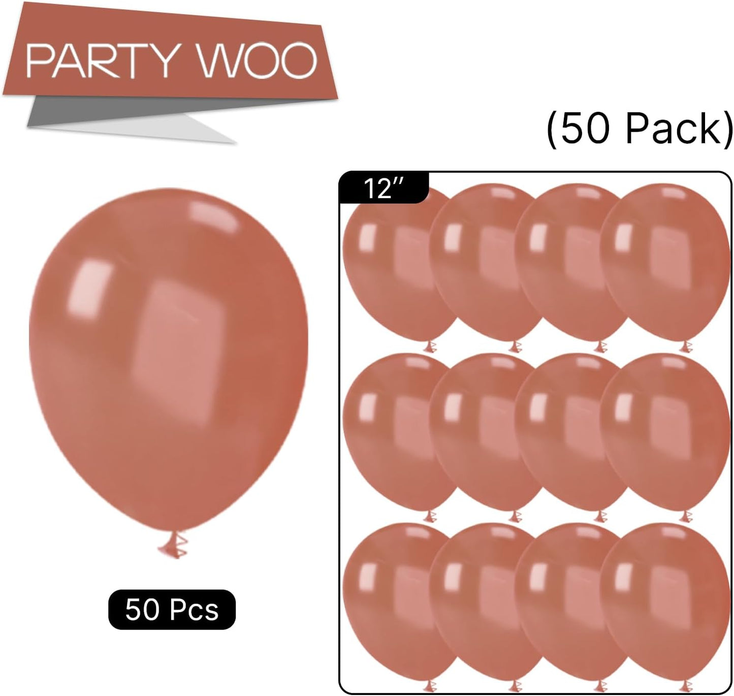 PartyWoo Brown Balloons 50 pcs 12 Inch Pearl Boho Neutral Coffee Dark Brown Latex Helium Balloons for Wedding Baby Shower Gender Reveal Graduation Birthday Party Decorations Brown-Z08