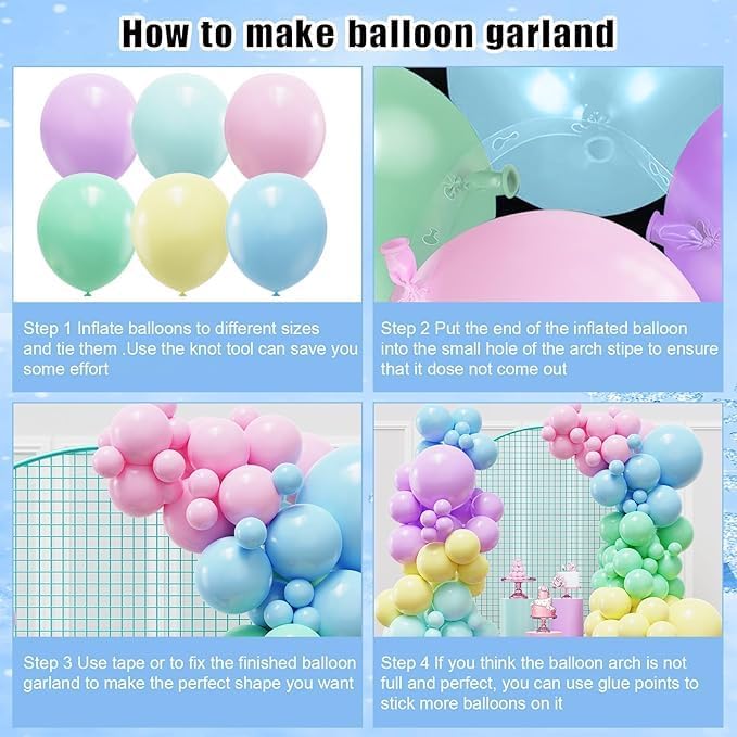 126Pcs Pastel Rainbow Balloons Arch Garland Kit, Macaron Balloon Arch Kit,18/10/5 Inch Pastel Spring Balloon Arch for Unicorn Theme Party,Easter Spring Birthday Party,Baby Shower,Wedding Decoration