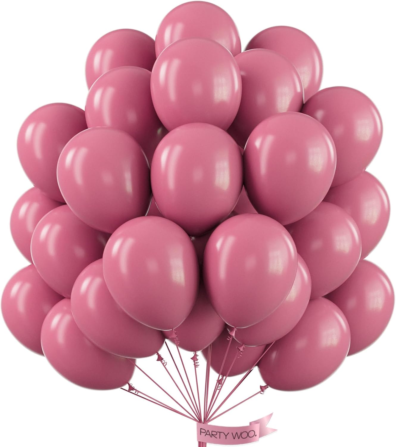PartyWoo Mauve Balloons 50 pcs 12 Inch Dark Hot Boho Pink Balloons for Wedding Baby Shower Gender Reveal Valentine's Day Bridal Shower Graduation Birthday Party Decorations Pink-F02