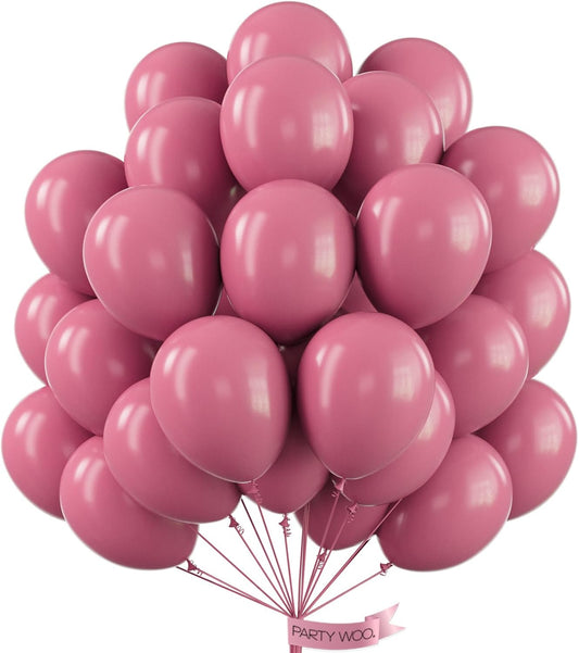 PartyWoo Mauve Balloons 50 pcs 12 Inch Dark Hot Boho Pink Balloons for Wedding Baby Shower Gender Reveal Valentine's Day Bridal Shower Graduation Birthday Party Decorations Pink-F02