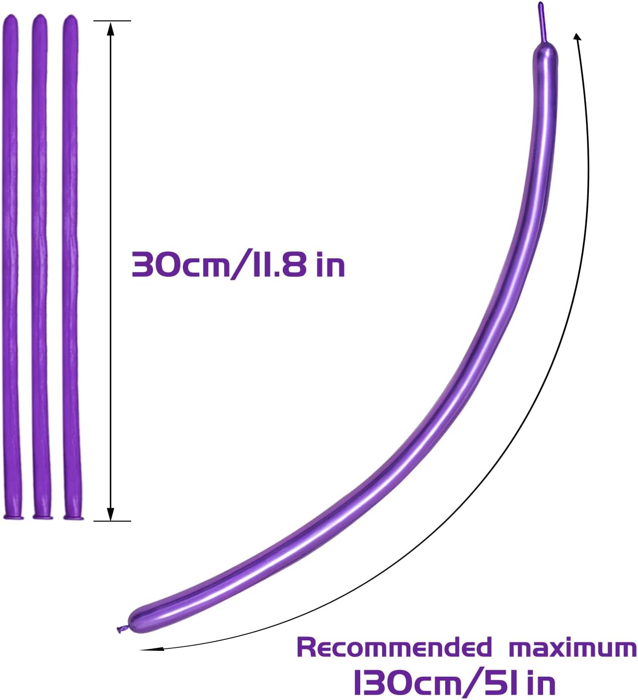 KAWKALSH 260 Metallic Purple Long Balloons for Balloon Garland Thickening Skinny Latex Twisting Animals Modeling Christmas Birthday Wedding Party Festival Decorations 100pcs