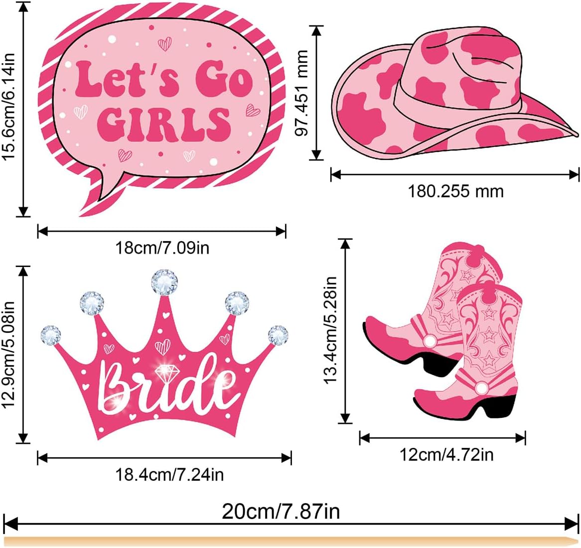 Cowgirl Bachelorette Photo Props, Tumwisk 25PCS Bachelorette Party Decorations, Pink Lets Go Girls Last Rodeo Western Theme Party Cowgirl Decor for Bridal Shower Wedding Favors Supplies