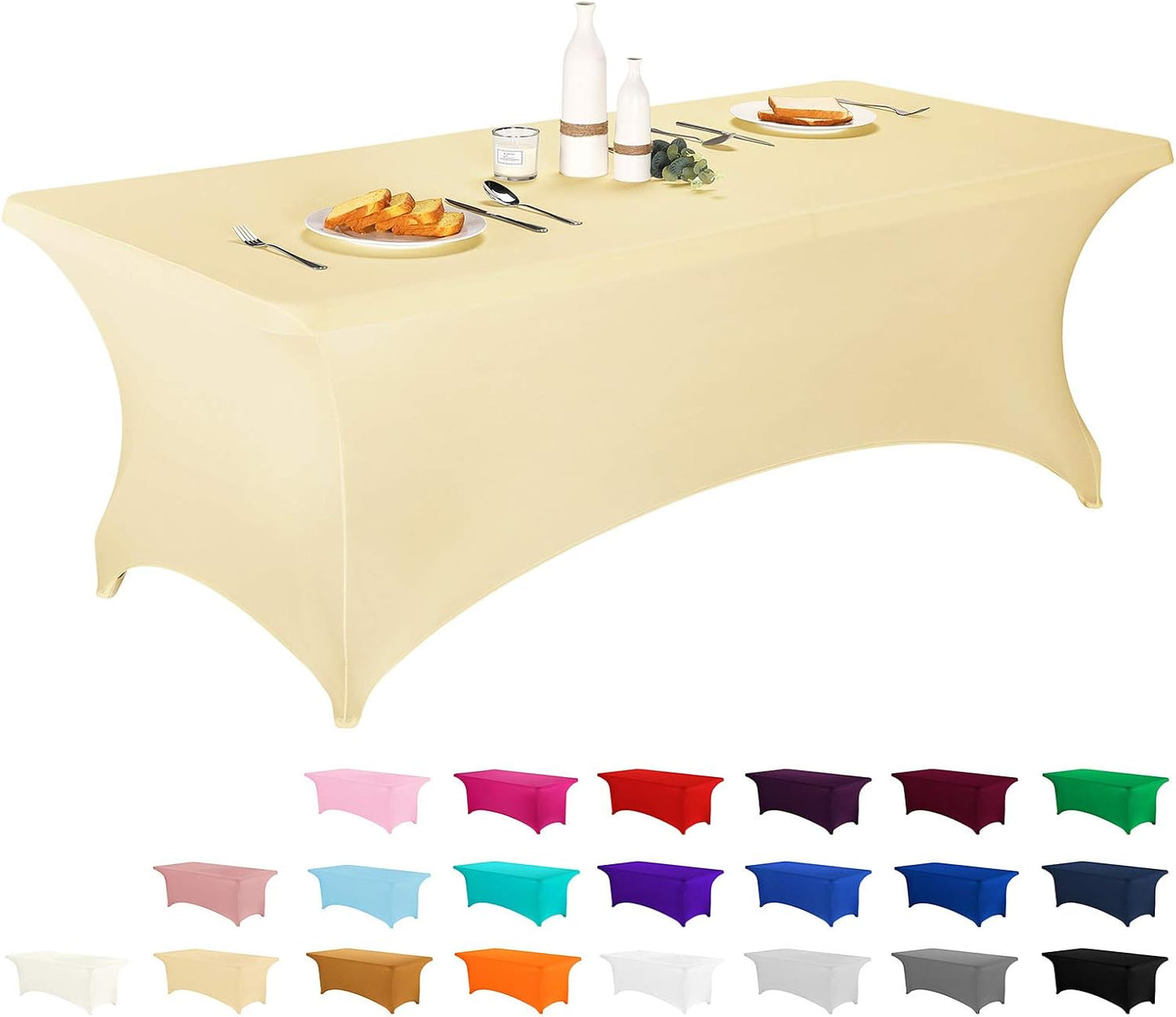 LZY Spandex Fitted Stretch Table Cover for 6 ft or 4ft or 8ft Folding Table, Rectangular Cocktail Tablecloth, Perfect for Party or Banquet