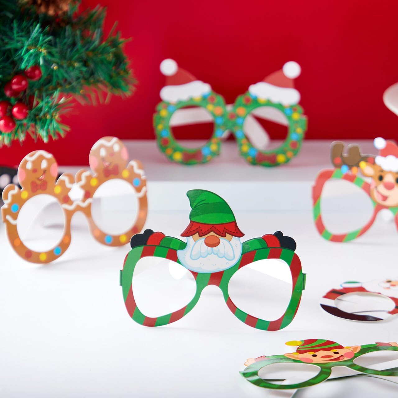 JOYIN 36 Pcs Christmas Paper Eyeglasses, Christmas Party Glasses, Frame Costume Eyeglasses Assorted Designs for Adults and Children for Christmas Party Supplies Photo Booth and Party Favors