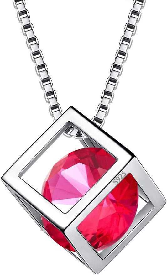 Aurora Tears Birthstone Necklace/Earring 925 Sterling Silver Women Cross/3D Cube/Cresent Moon Birth Stone Jewelry Mens Birthday Gift Anniversary Present