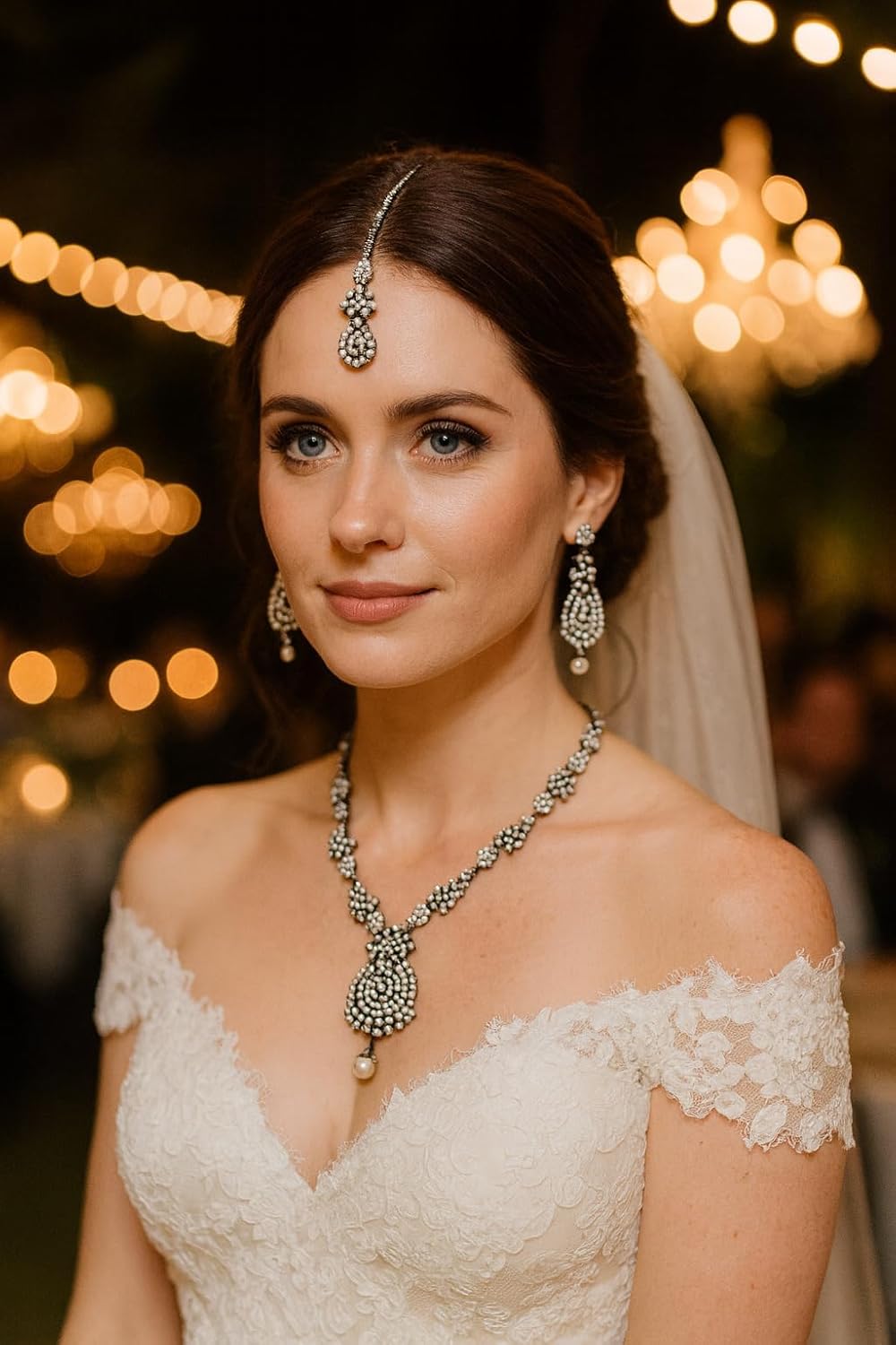 Touchstone Indian jewelry sets for women maang tikka wedding guest gold necklace bollywood jewellery set pageant elegant prom bride accessories western crystal chunky rhinestone necklaces