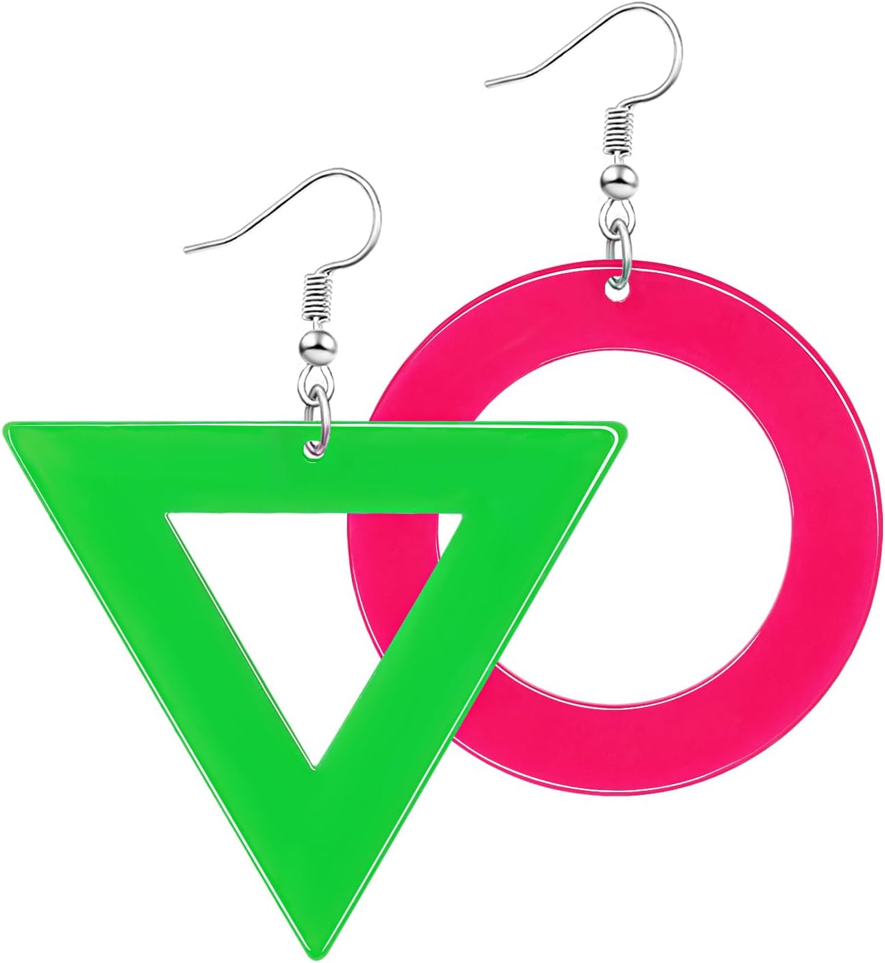 80s Neon Earrings for Women Acrylic Lightning Bolt Drop Earrings Retro 80s 90s Glow Party Accessories Neon Jewelry for Halloween Costume Outfit