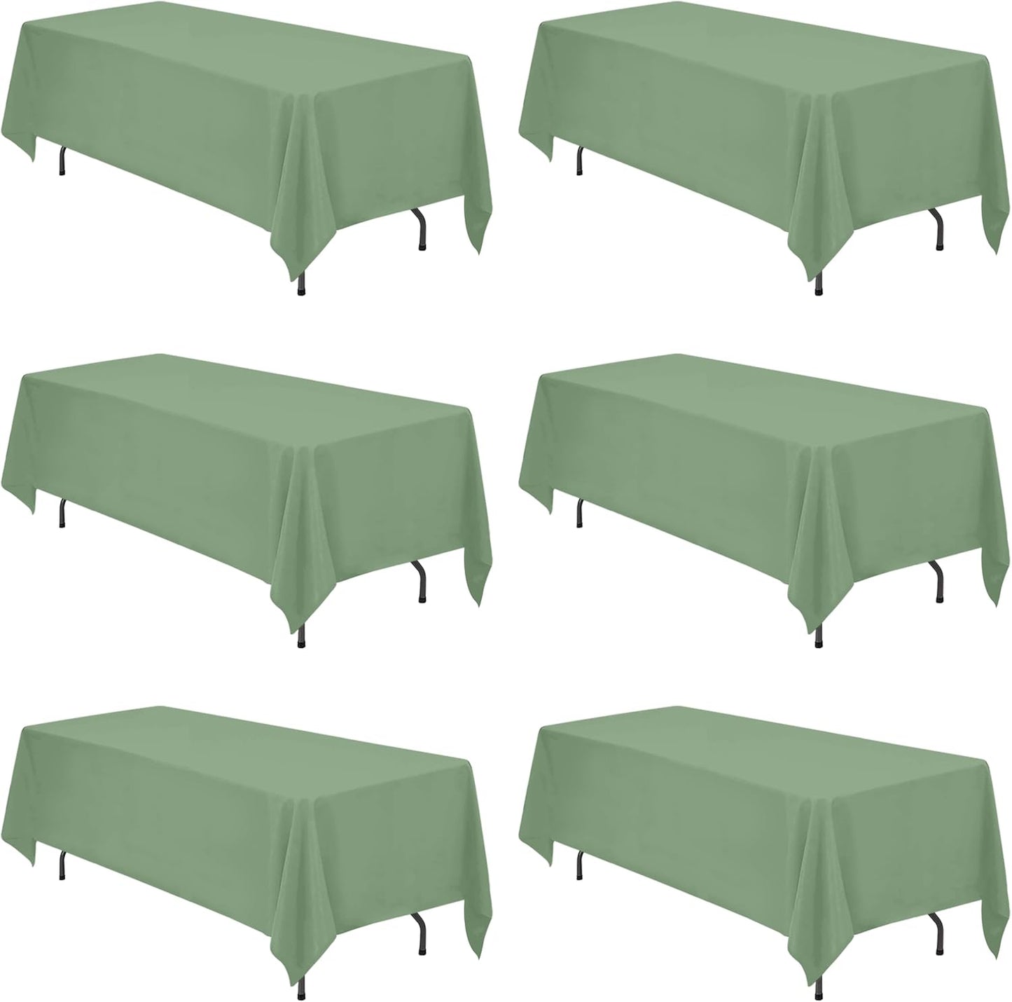 BRILLMAX 6 Pack Sage Green Tablecloths 70 x 120 Inch for 6ft or 8ft Rectangle Tables - Rectangular Bulk Linen Polyester Fabric Washable Cloth Cover for Wedding Reception Banquet Birthday Party