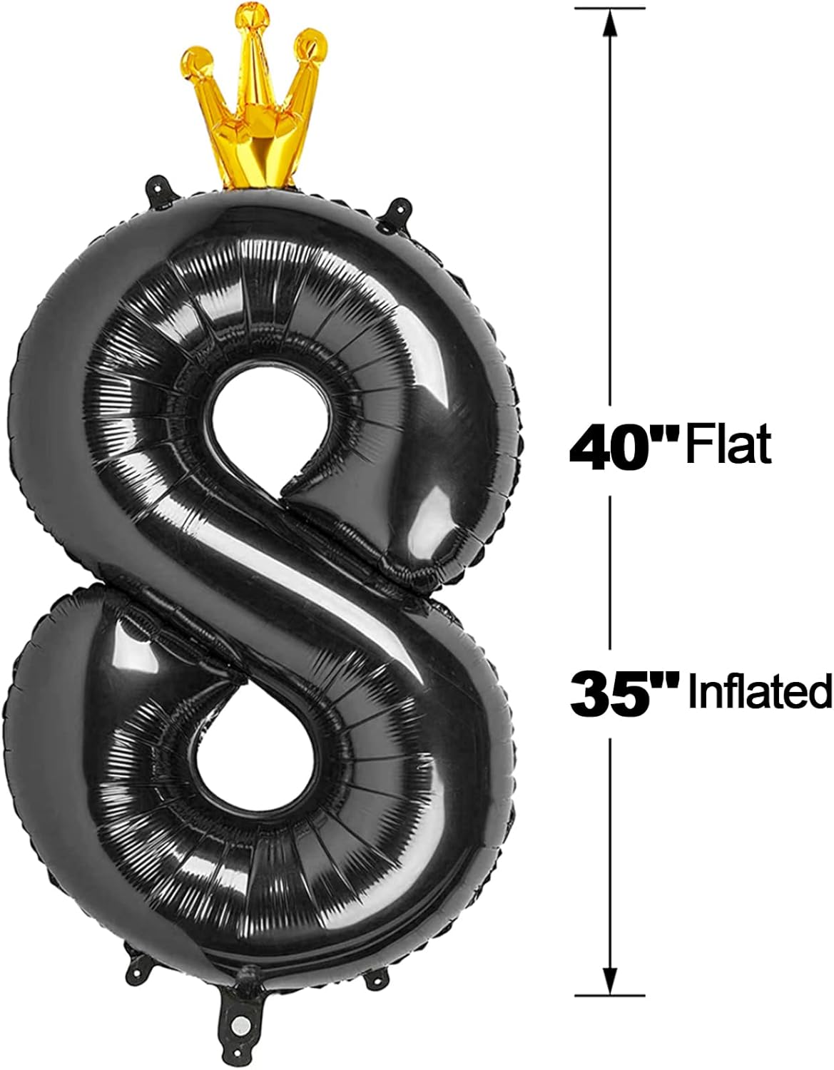 Black 8 Balloon, 40 Inch Number Balloon, Black Birthday Decorations, 8 18 28 38 48 80 Birthday Balloons, 8th Black Party Supplies, Number 8 Balloon.