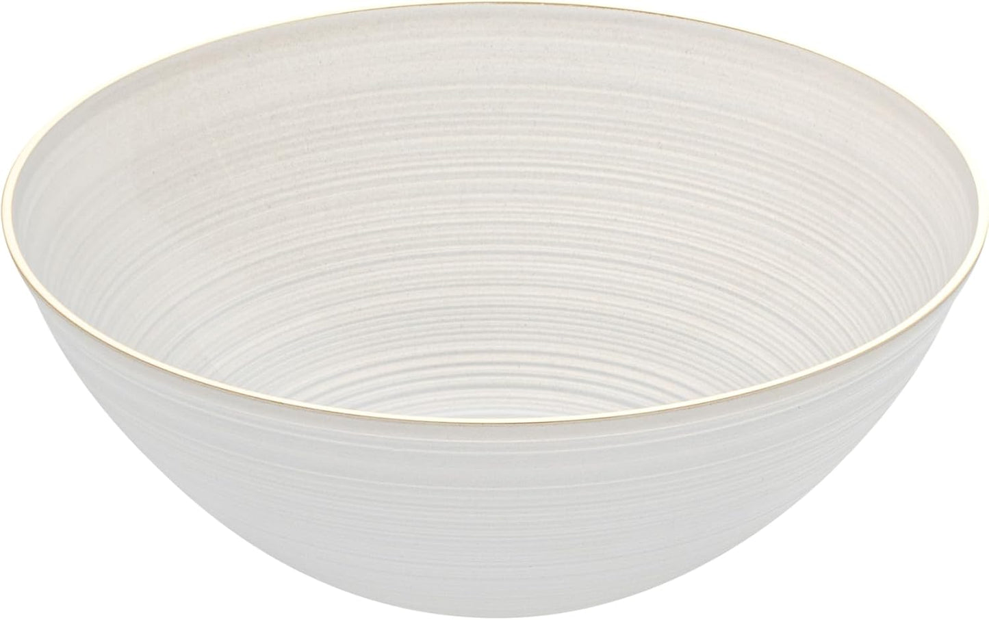 Restaurantware Plastic Bowls 100 Pcs 16 oz Gold Rimmed Disposable Soup Bowls Heavy-Duty White Translucent Rippled Dinnerware Containers for Party, Desserts, Salads, Snacks, and Catering