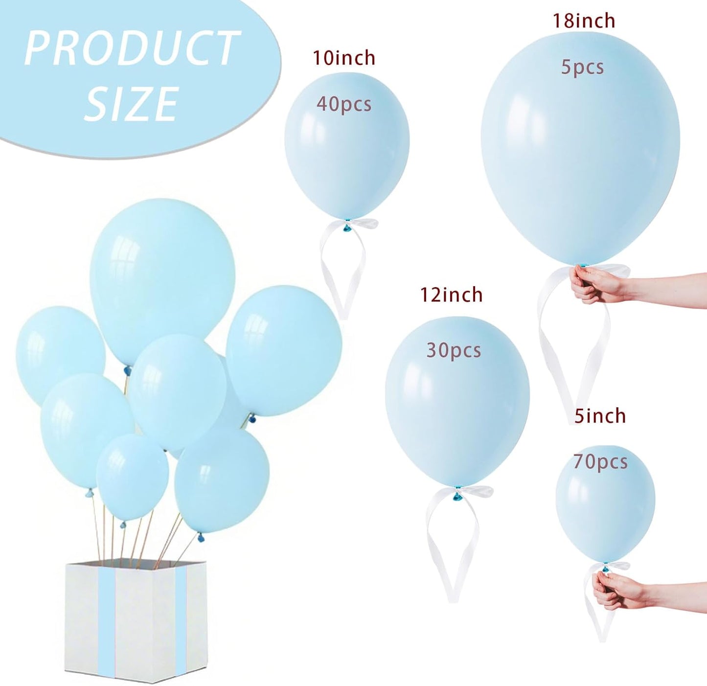 Light Blue Balloon,145pcs Latex Pastel Blue Balloons Arch Kit Different Sizes 18 12 10 5 Inch,Macaron Blue Balloon Garland Arch for Birthday Party Baby Boy Shower 4th of july Memorial Day Decoration