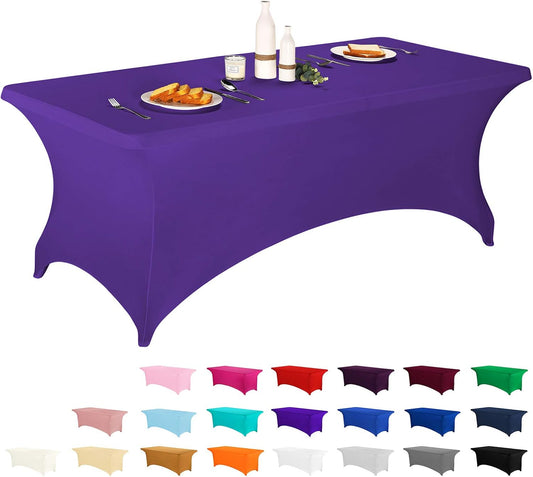 LZY Spandex Fitted Stretch Table Cover for 6 ft or 4ft or 8ft Folding Table, Rectangular Cocktail Tablecloth, Perfect for Party or Banquet