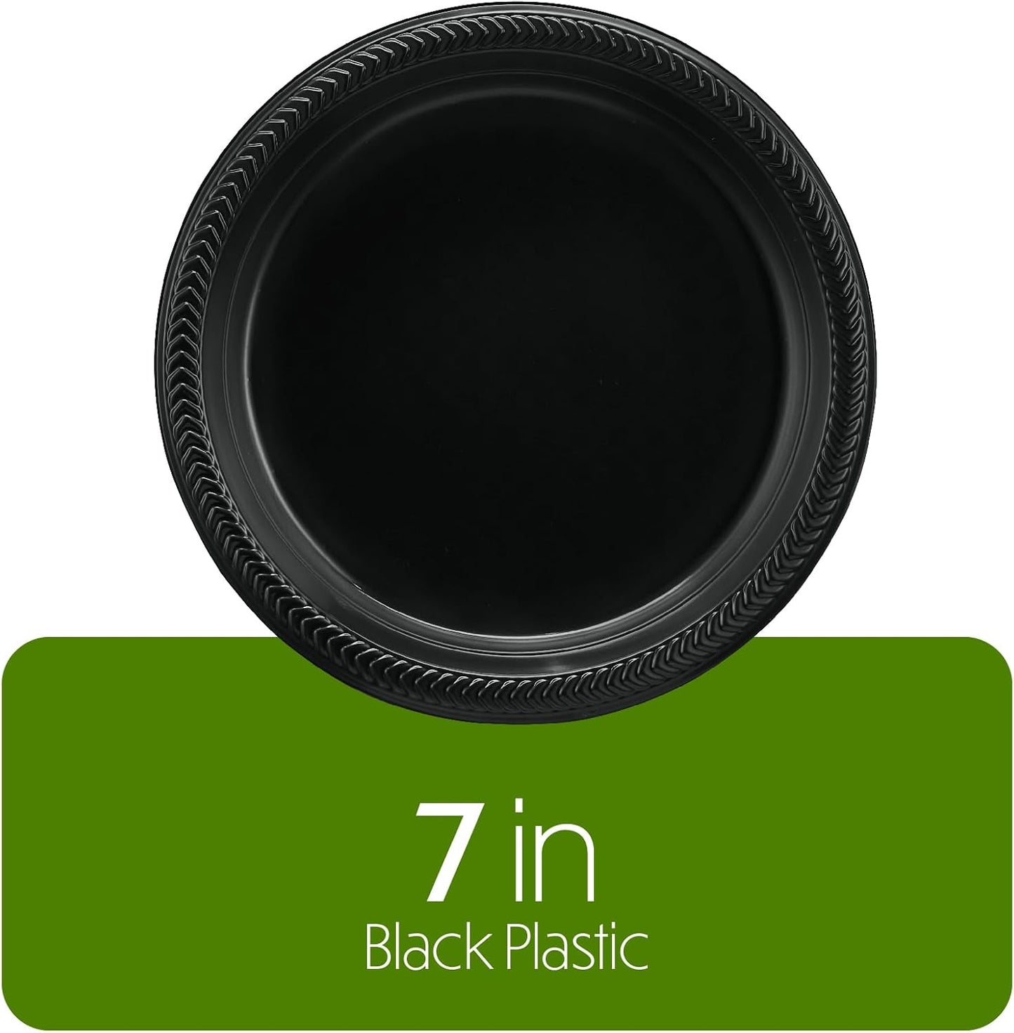 PLASTICPRO 800 PCS Black Plastic Plates Light Weight 7 Inch Plastic Dinner Dessert Appetizer Plates Black Plates Disposable for Party and Wedding