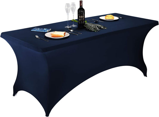 LZY Spandex Fitted Stretch Table Cover for 6 ft or 4ft or 8ft Folding Table, Rectangular Cocktail Tablecloth, Perfect for Party or Banquet