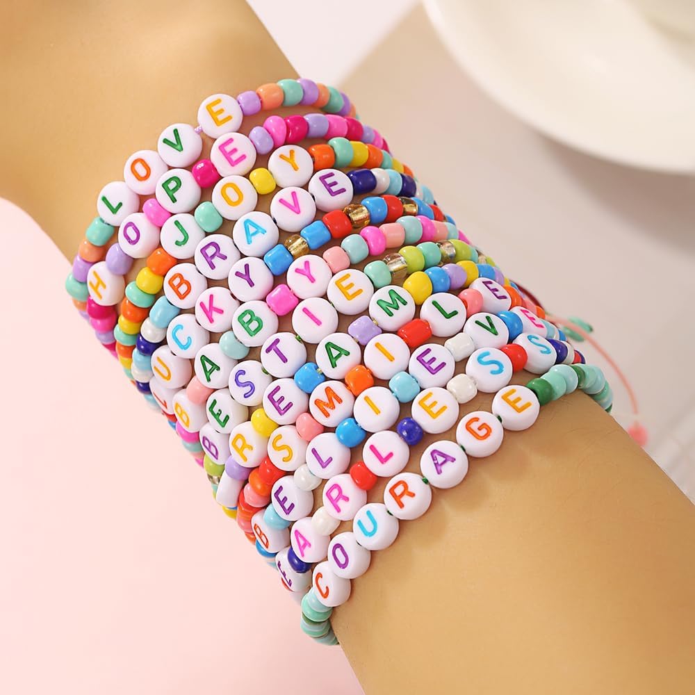 Friendship Bracelets Boho Stackable Bracelets for Women Surfer Heishi Clay Bead Bracelets Stretch Preppy Bracelets Colorful Boho Bracelets for Women
