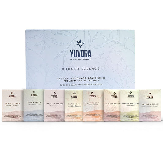 4 Pcs Men Natural Handmade Body Soaps 5 OZ Pack Set Rugged Essence Long lasting Luxurious Scents with Natural Ingredients Fragrance – Sulfate & Paraben Free, Vegan Soaps