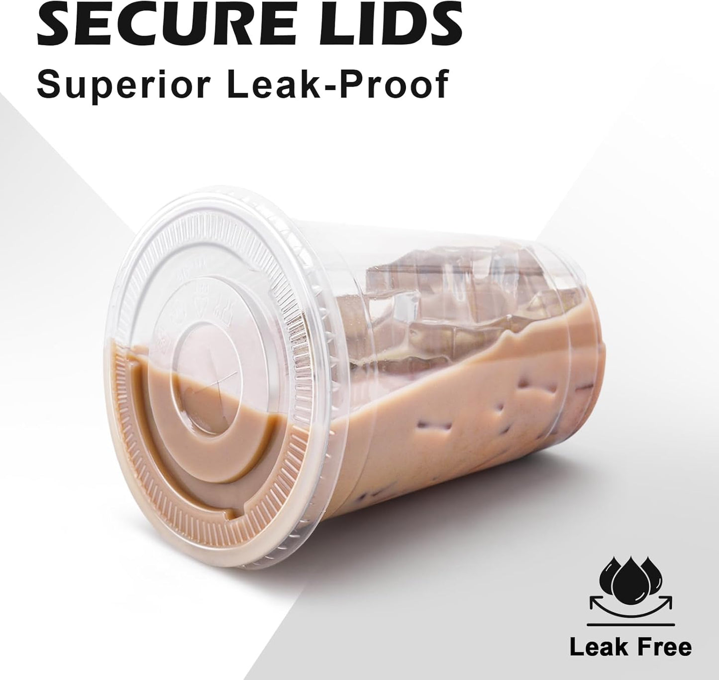 16 oz 100 Pack Plastic Cups with Lids and Straws, Sturdy Food Safe Iced Clear Coffee Cups Disposable Smoothie Cups for Cold Drinks