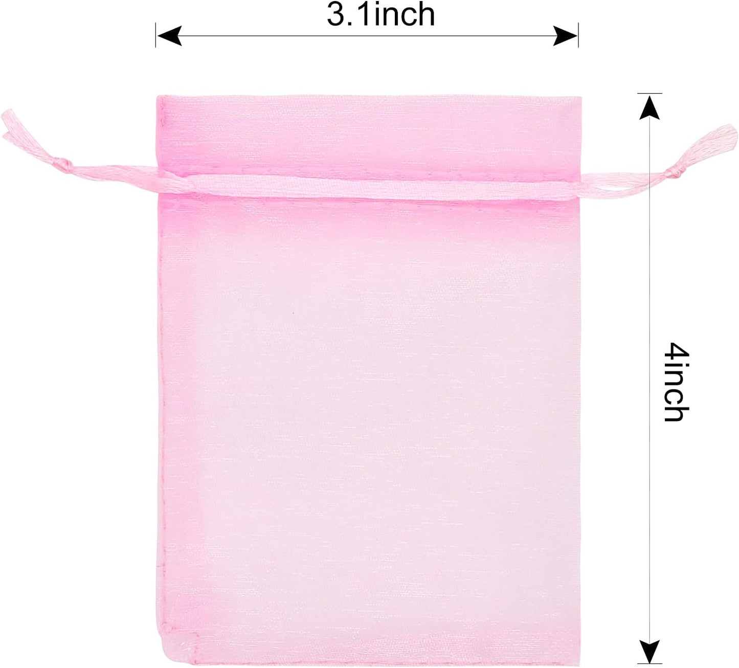 Staruby 100Pcs Sheer Organza Bag 3x4 Inches Drawstring Jewelry Mesh Pouches Gift Bags for Wedding Party Christmas Gifts Festival Gift Candy Bags, Pink