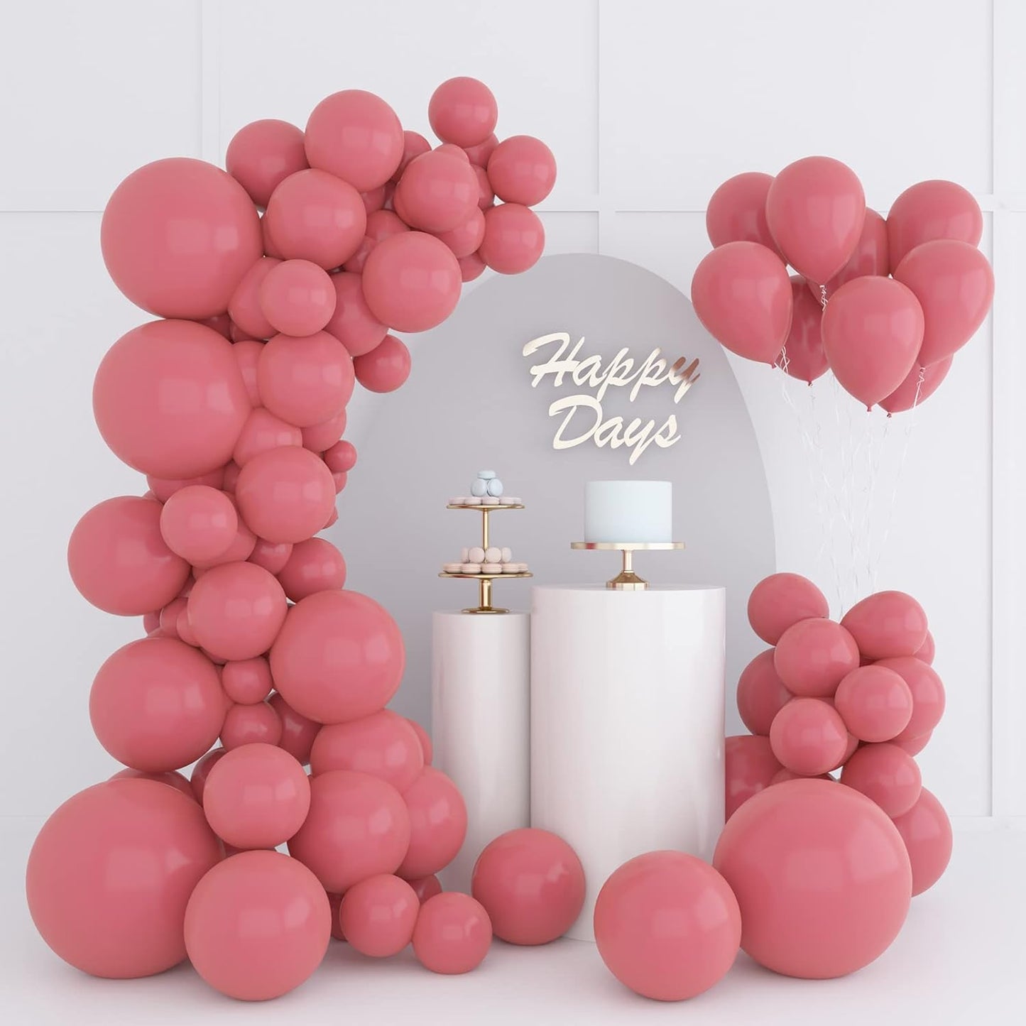 134Pcs Retro Rose Red Balloons Different Sizes 5 10 12 18 Inch Retro Rose Red Latex Balloon for Birthday Wedding Baby Shower.