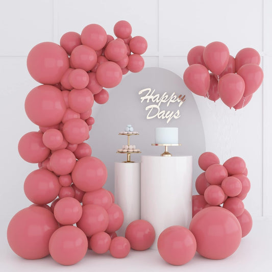 134Pcs Retro Rose Red Balloons Different Sizes 5 10 12 18 Inch Retro Rose Red Latex Balloon for Birthday Wedding Baby Shower.