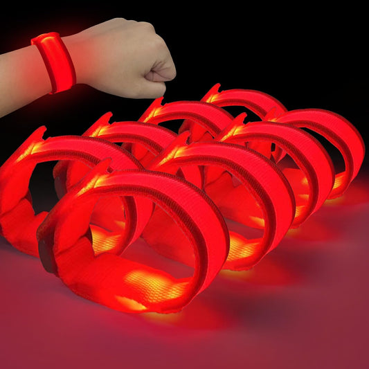 M.best 8pcs LED Light Up Bracelets Glow Flashing Wristbands Glow in The Dark Party Supplies for Wedding, Raves, Concert, Camping,Sporting Events, Party Red