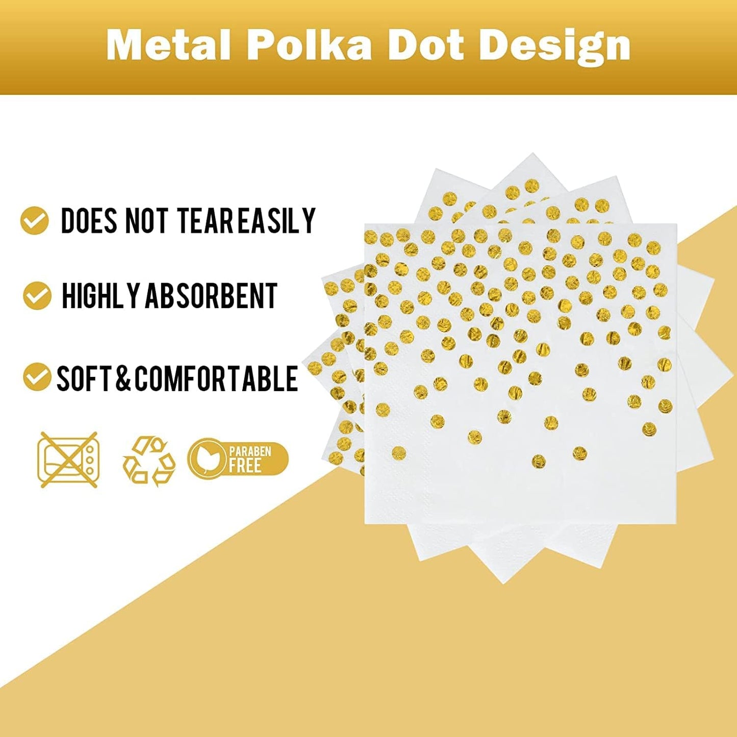 White and Gold Plates and Napkins -100 x 7inch Paper Plates & 100 x 6.5inch Napkins,White Paper Plate for Cake,Dessert,Great for Weddings,Birthdays,Bridal Parties,All Occasions(200 PCS)