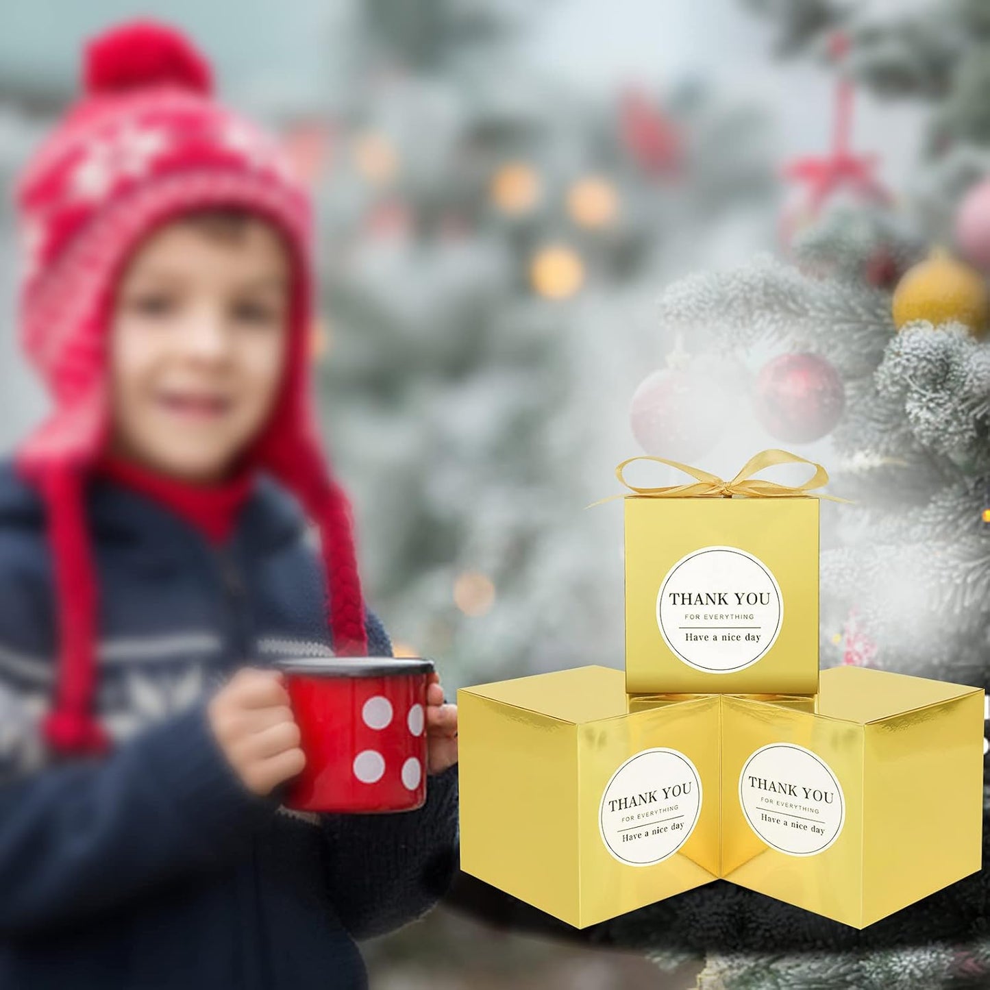 COTOPHER Small Gift Boxes 60 Pack 4x4x4 inches Gold Gift Boxes with Lids for Gifts, Crafting, Wedding Party Favor, Cupcake Boxes, Candy, Bridesmaids Proposal Box with Ribbons and Stickers (Metallic