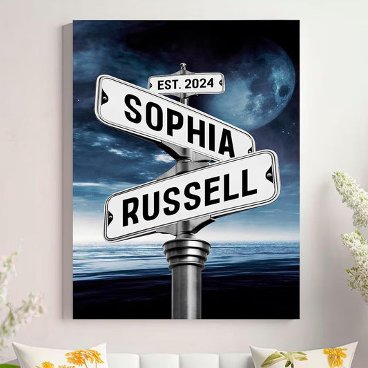 Personalized Crossroad Couples Street Sign Vintage Customize Name And Date Valentine's Day Christmas Birthday Wedding Anniversary Engagement Gifts For Him Her Boyfriend Girlfriend Wife Husband #3