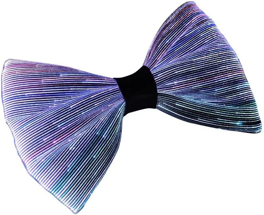 LED Light Up Bow Tie Wireless for Men - Flashing Fiber Optic Bowtie Glow in the Dark for Party Halloween Christmas