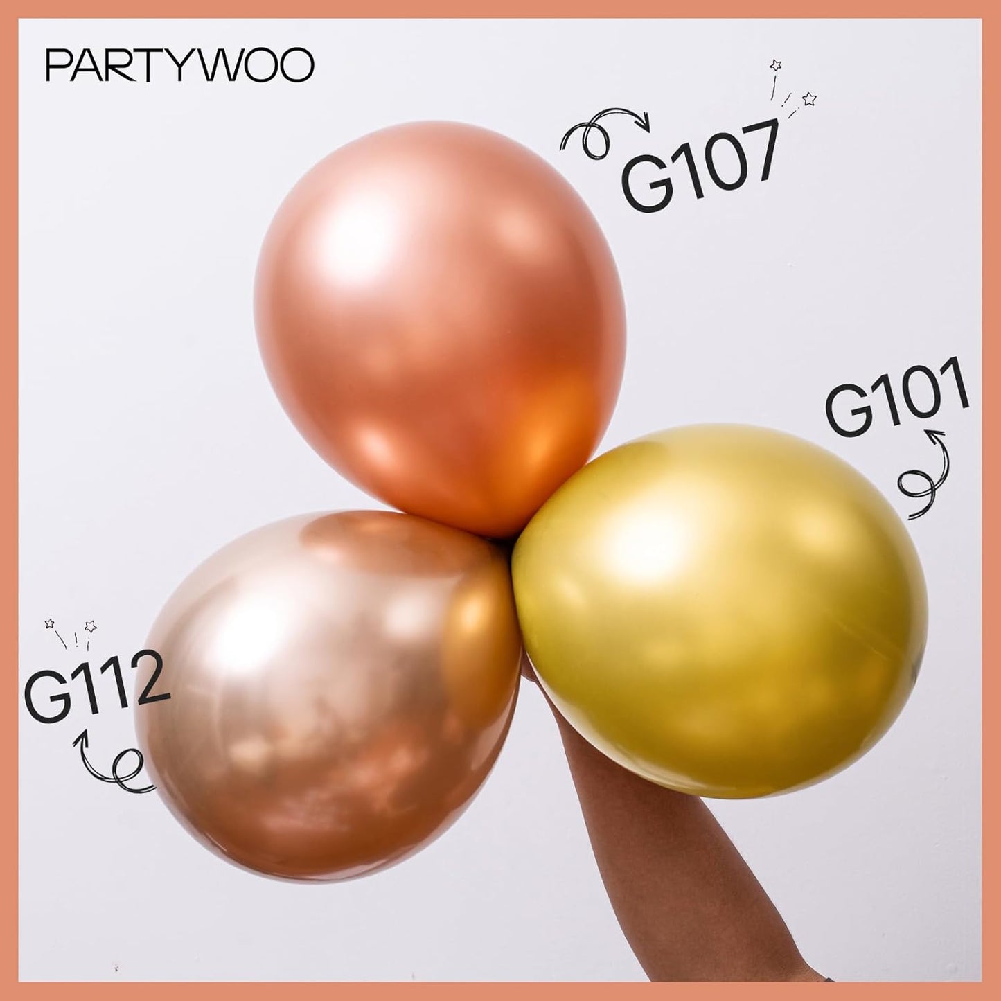 PartyWoo Metallic Rose Gold Balloons 50 pcs 12 Inch Latex Helium Balloons for Wedding Engagement Baby Shower Bridal Shower Gender Reveal Bachelorette Birthday Party Decorations Rose Gold-G107