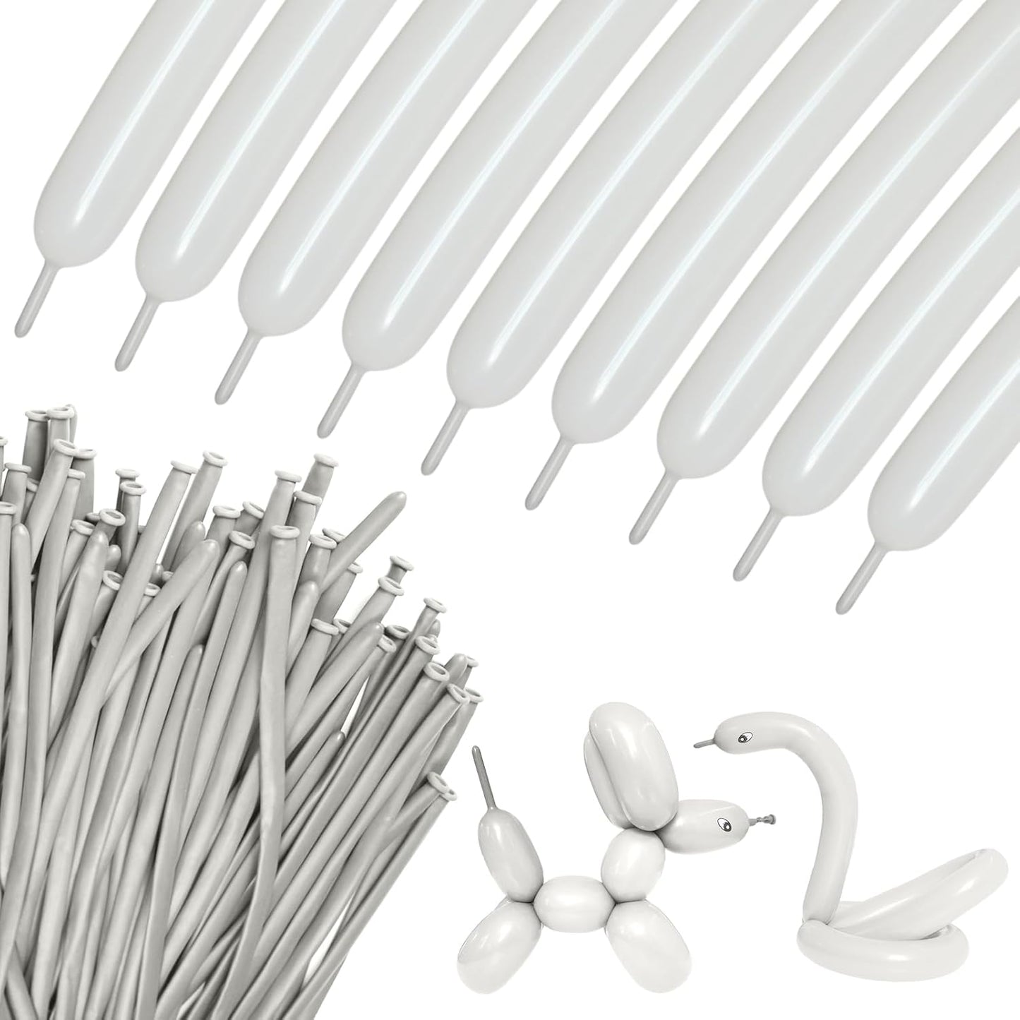 100Pcs Sand White 260 balloons, Thickening Latex Cream 260q Balloons for Animal Model, Long Twisting Balloons for Halloween Xmas Presents, Animal Shape Weddings, Birthdays Clowns.(Sand white)