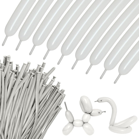 100Pcs Sand White 260 balloons, Thickening Latex Cream 260q Balloons for Animal Model, Long Twisting Balloons for Halloween Xmas Presents, Animal Shape Weddings, Birthdays Clowns.(Sand white)