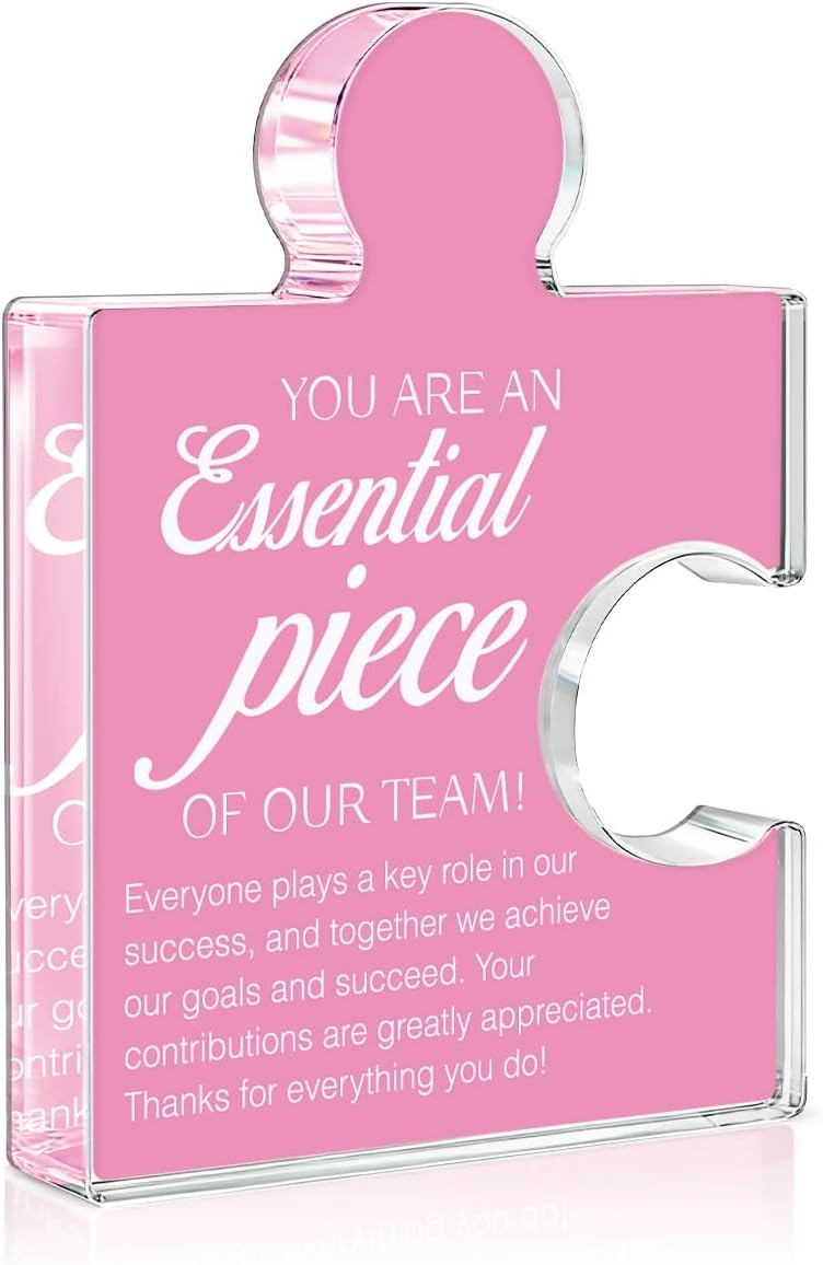 Team Appreciation Gifts Thank You Gift for Women, Best Team Ever Gifts for Coworkers Colleagues Employees, You Are an Essential Piece Acrylic Puzzle Piece Plaque Office Decor
