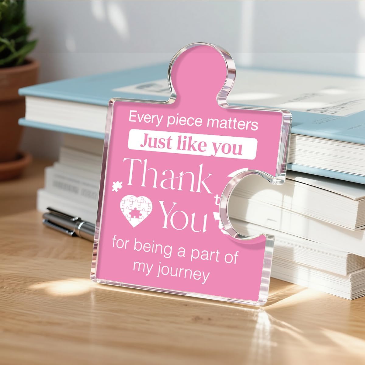 Friendship Gifts for Women, Thank You Appreciation Gift Retirement Gifts for Colleagues Employees, Every Piece Matters Just Like You Acrylic Puzzle Piece Plaque Office Decor
