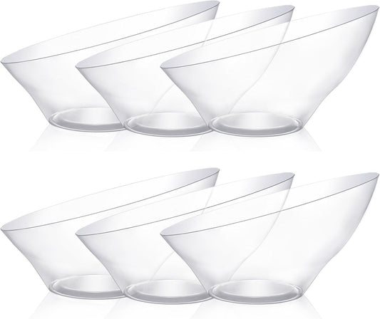 Goodluck 20 Pack Clear Plastic Serving Bowls for Party - 20 OZ Angled Disposable Serving Bowls for Wedding Party Chip, Candy, Salad & Fruit