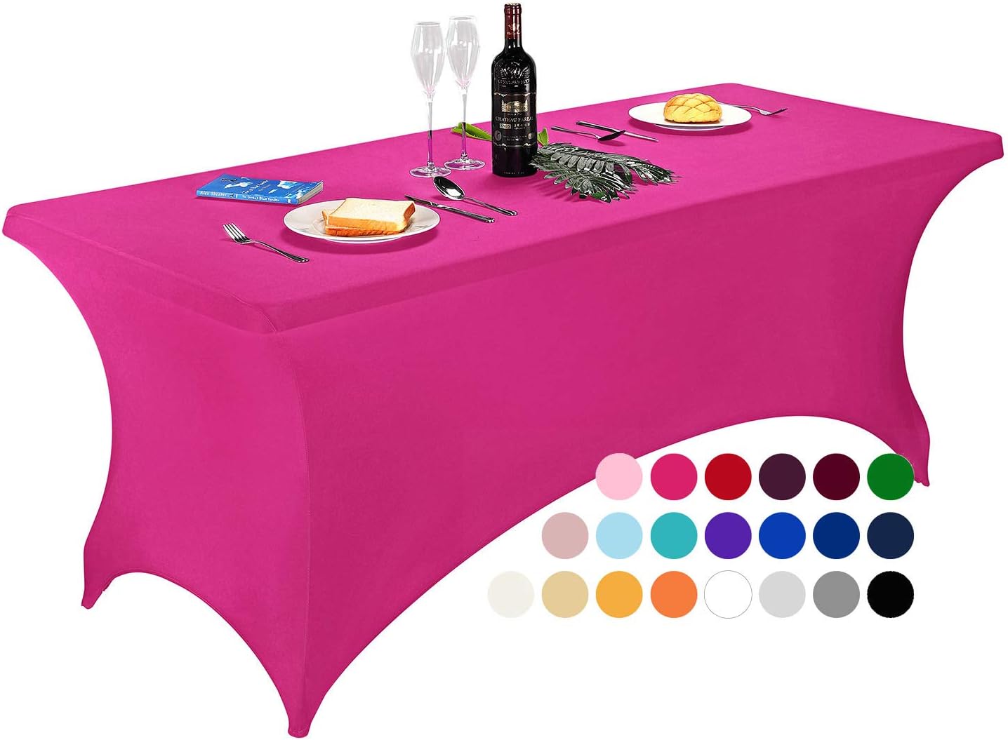 LZY Spandex Fitted Stretch Table Cover for 6 ft or 4ft or 8ft Folding Table, Rectangular Cocktail Tablecloth, Perfect for Party or Banquet