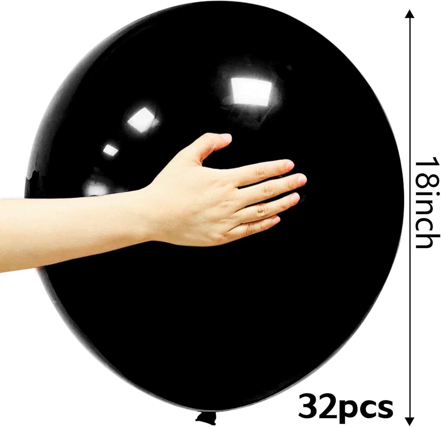 32Pcs Black Big Balloons 18 Inch, Round Large Latex Party Balloons for Birthday Wedding Decorations. (black)